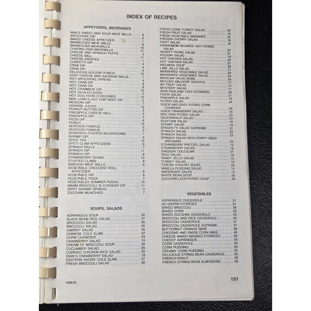 Mount Olivet Church Cookbook 1992 Seaford, Delaware Spiral Recipe Book Cook Book